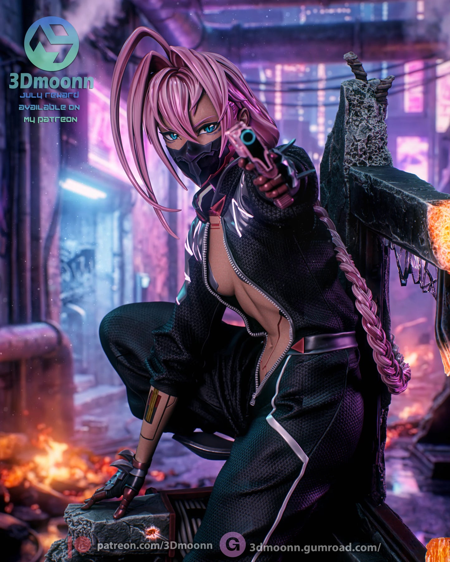 Neon Blade Mercenary | Handcrafted Figure