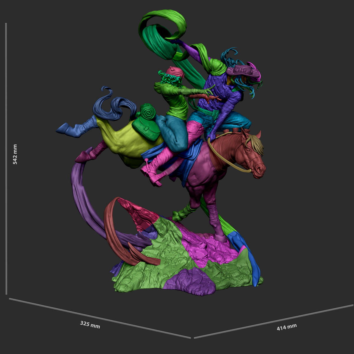 Golden Cowboy & Blue Rider | Handcrafted Figure
