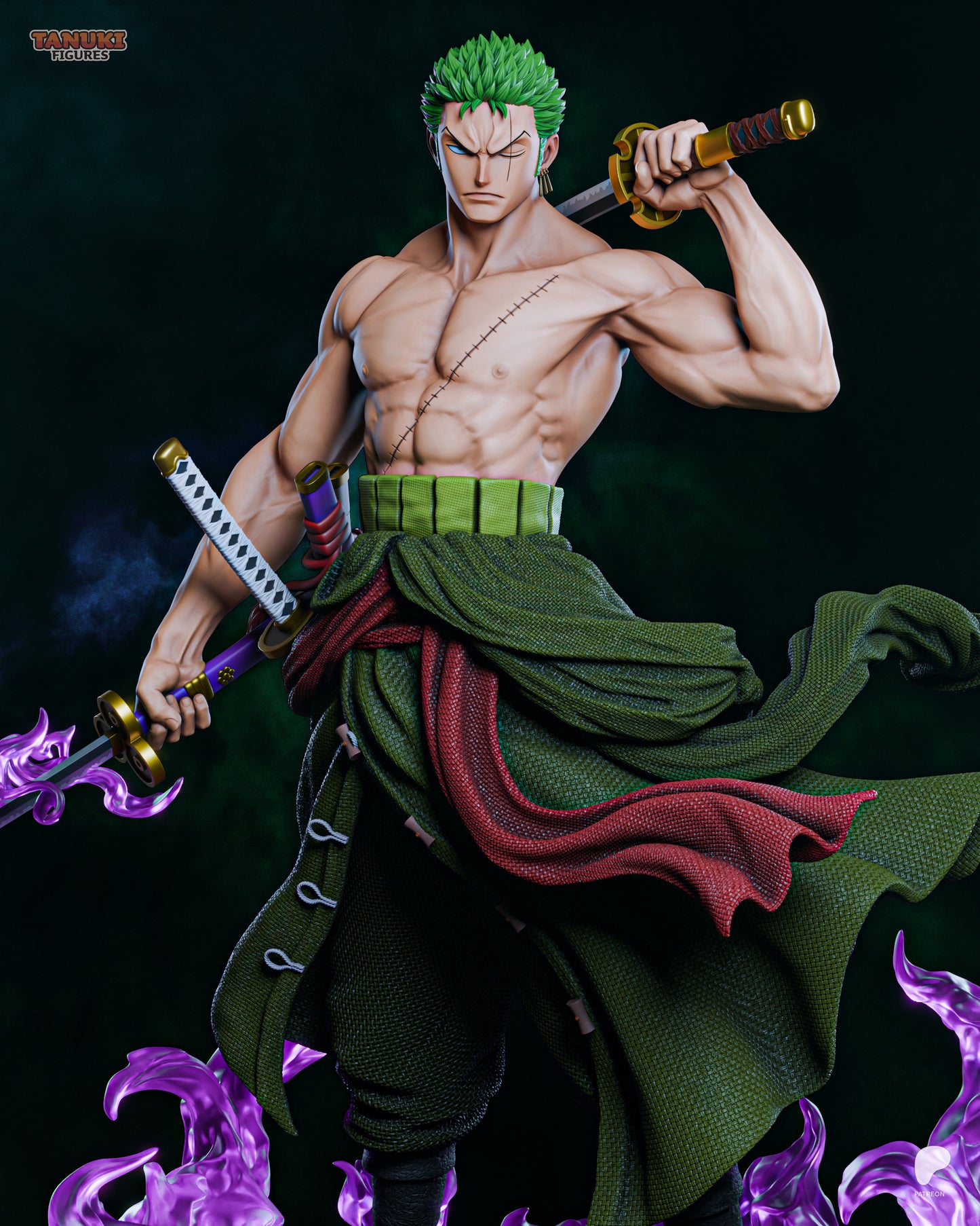 Three-Sword Swordsman | Handcrafted Figure