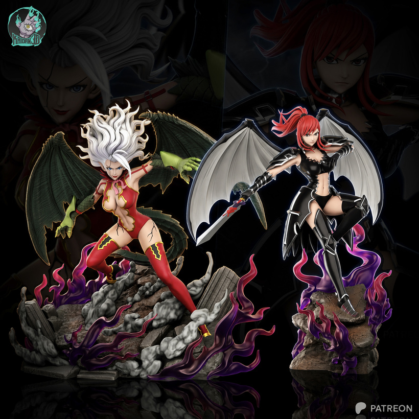 Twin Battle Maidens | Handcrafted Figure