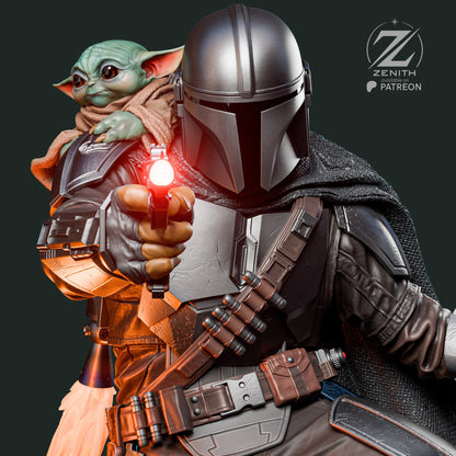 Bounty Hunter & Little Guardian | Handcrafted Figure