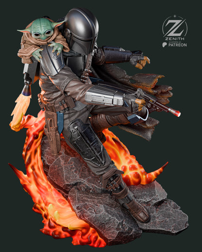 Bounty Hunter & Little Guardian | Handcrafted Figure
