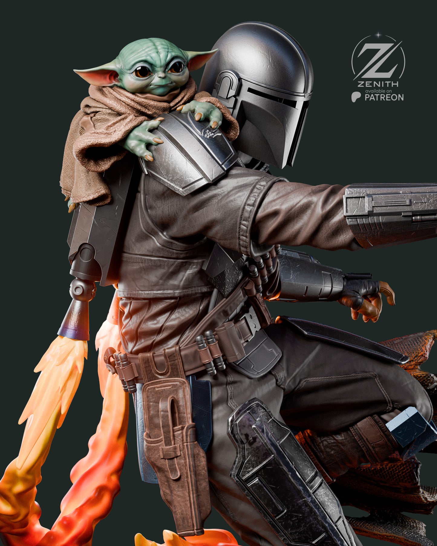 Bounty Hunter & Little Guardian | Handcrafted Figure