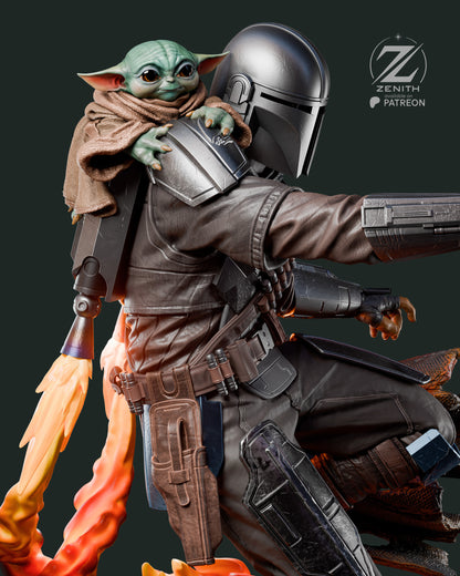 Bounty Hunter & Little Guardian | Handcrafted Figure