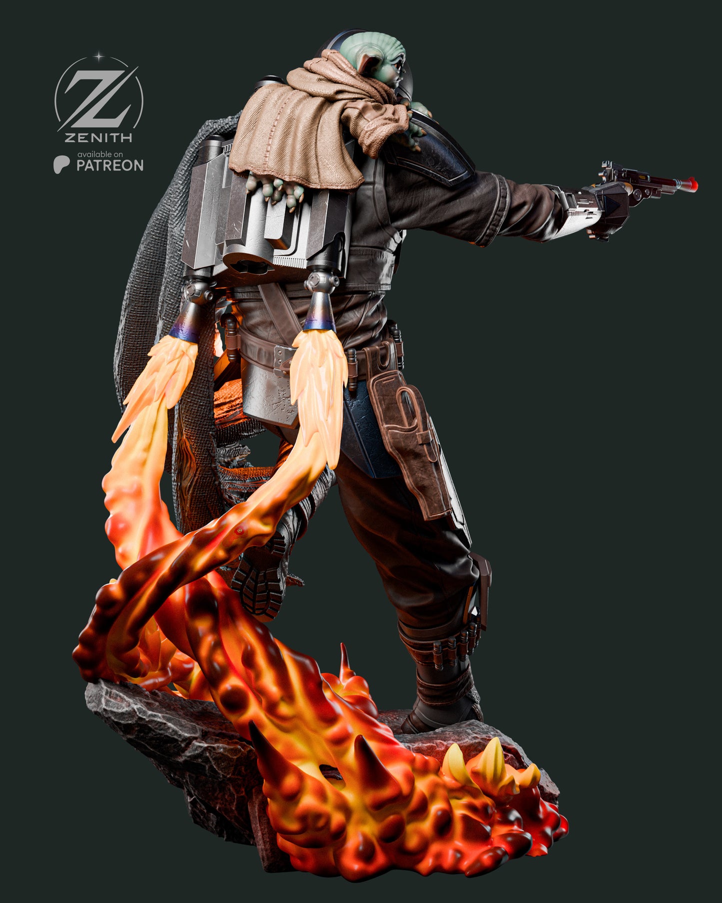 Bounty Hunter & Little Guardian | Handcrafted Figure
