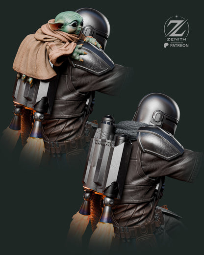 Bounty Hunter & Little Guardian | Handcrafted Figure