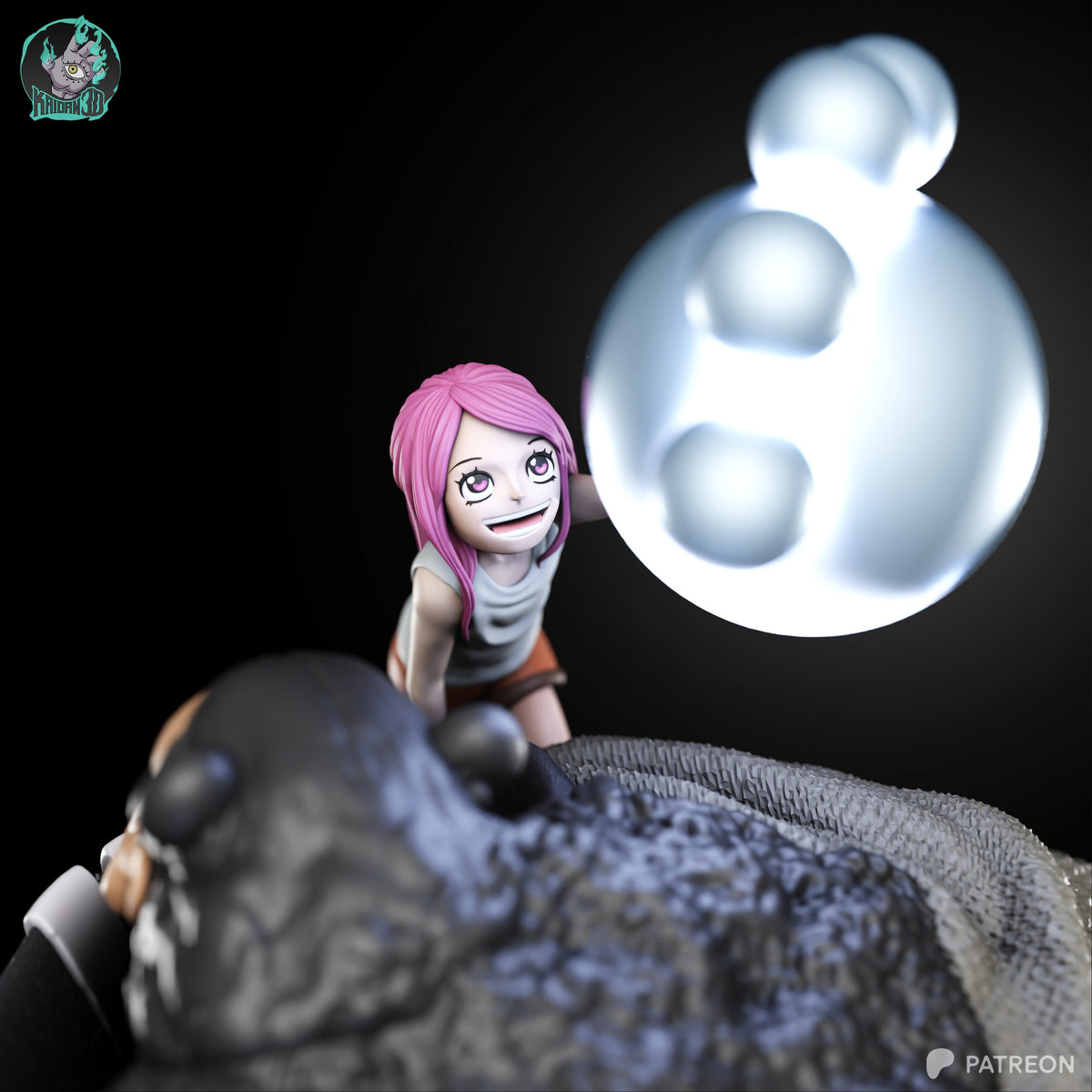 Gentle Giant & Pink-Haired Girl | Handcrafted Figure
