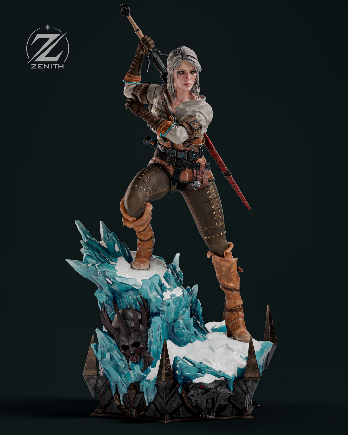 White-Haired Sword Maiden | Handcrafted Figure