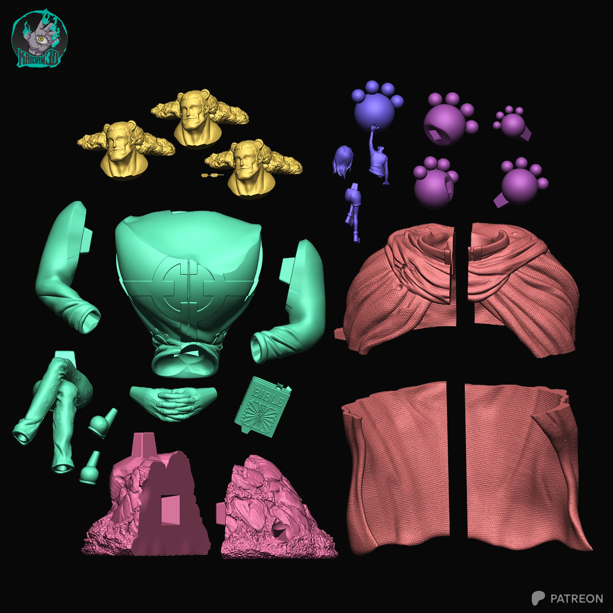 Gentle Giant & Pink-Haired Girl | Handcrafted Figure