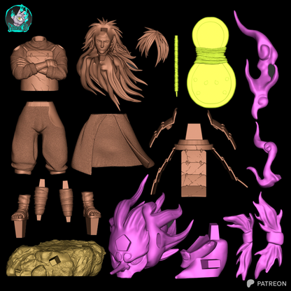 Anime Warrior In Red Armor | Shinobi | Handcrafted Figure