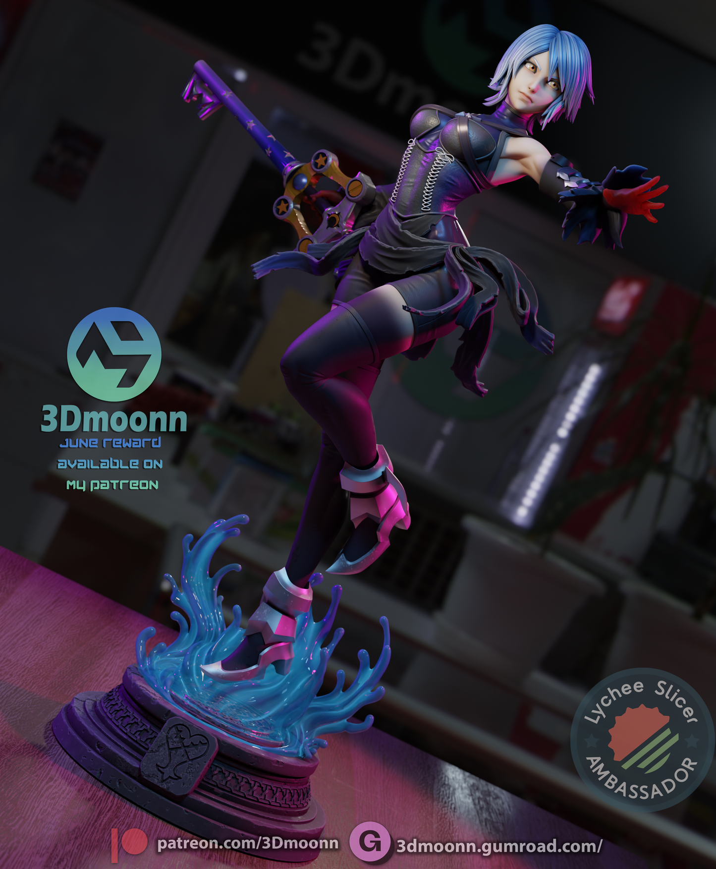 Blue Keyblade Mistress | Handcrafted Figure