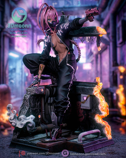 Neon Blade Mercenary | Handcrafted Figure