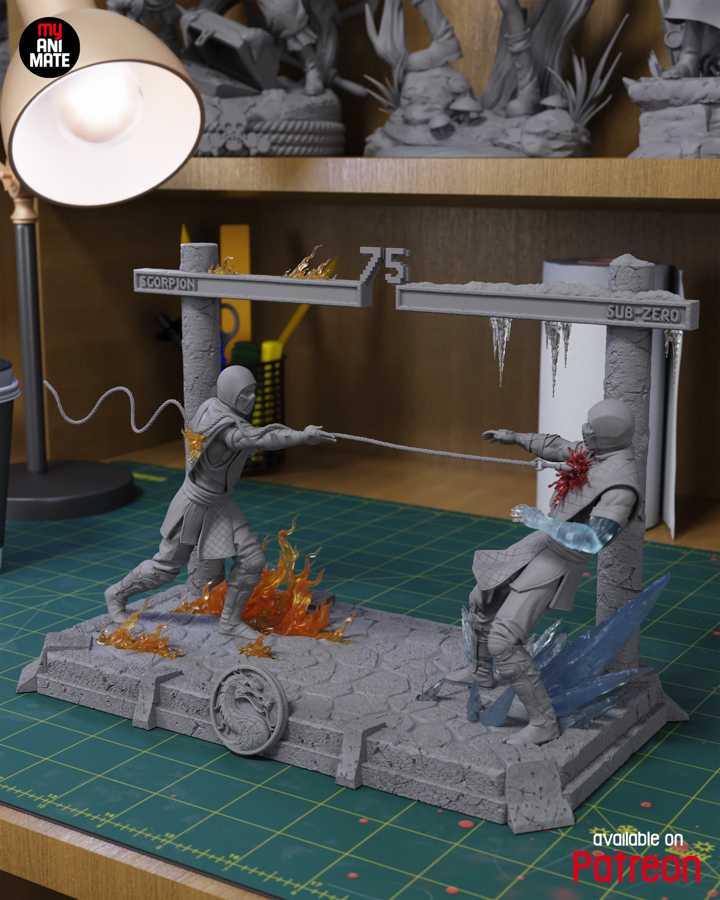 Fire & Ice Rivals Diorama | Handcrafted Figure