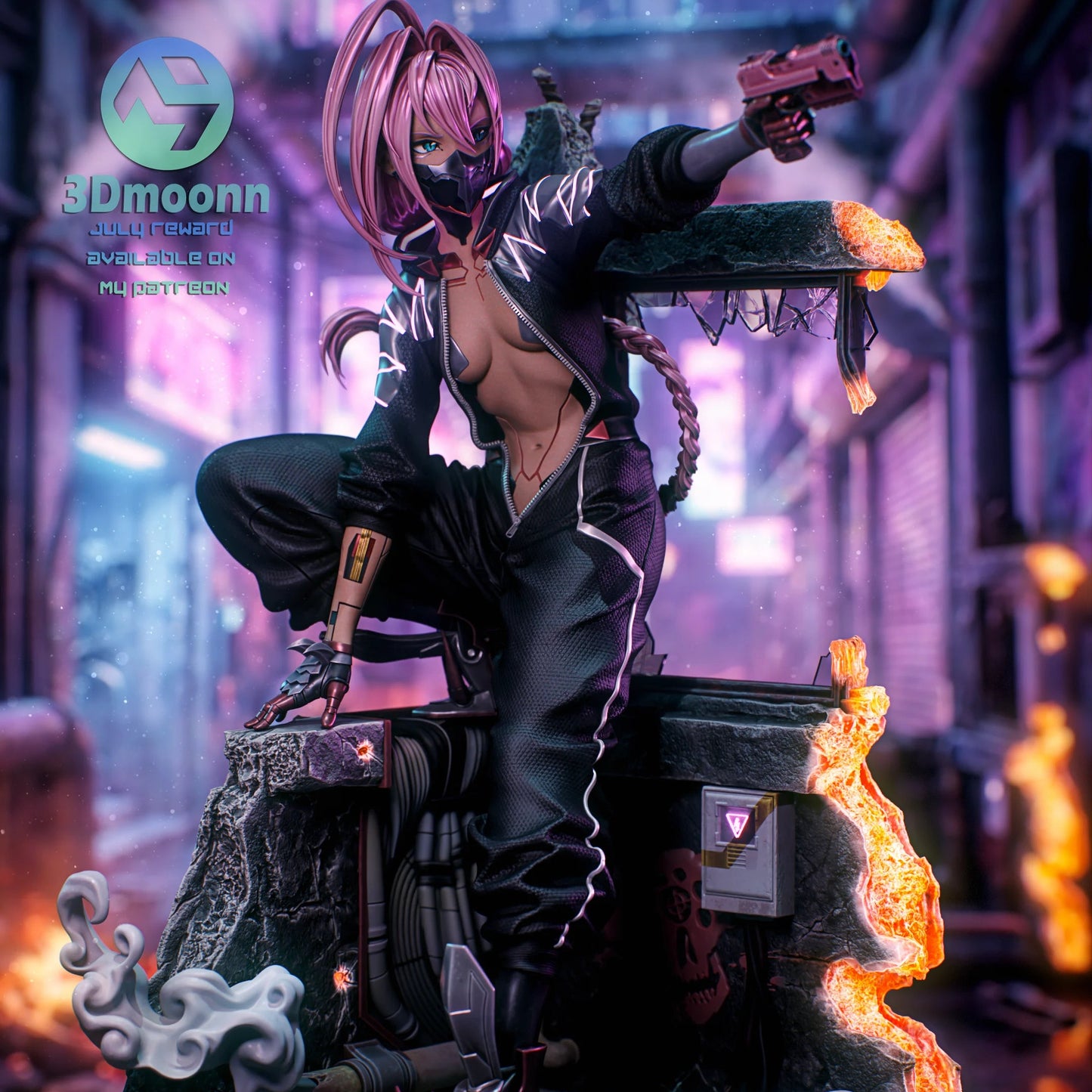 Neon Blade Mercenary | Handcrafted Figure