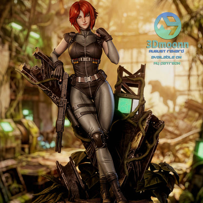 Crimson Dino Hunter | Handcrafted Figure