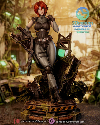 Crimson Dino Hunter | Handcrafted Figure