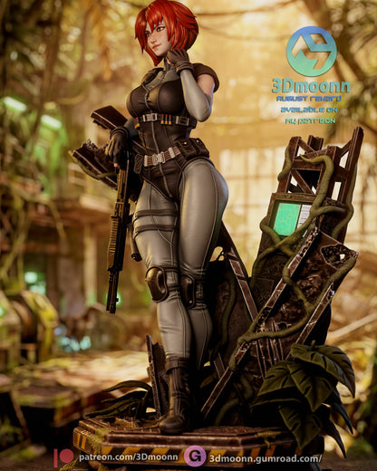 Crimson Dino Hunter | Handcrafted Figure