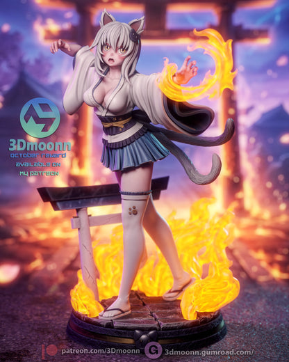 White Cat Girl | Handcrafted Figure