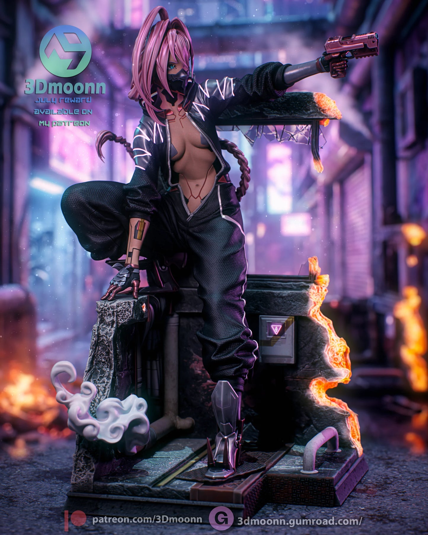 Neon Blade Mercenary | Handcrafted Figure