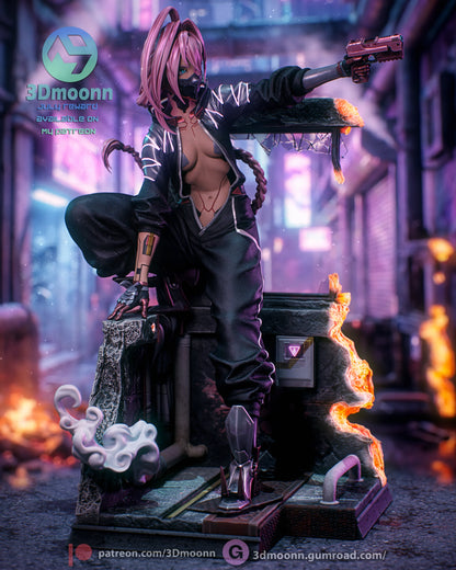 Neon Blade Mercenary | Handcrafted Figure