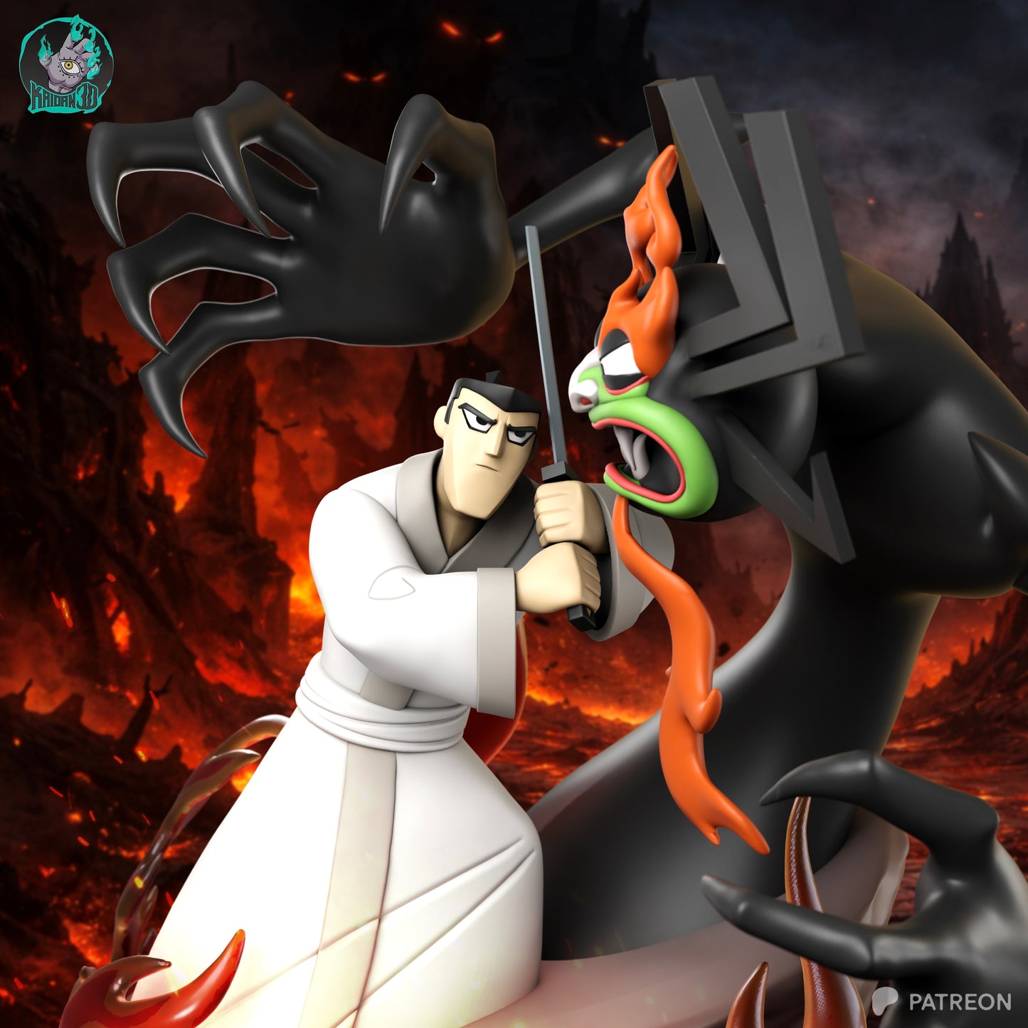 Jack vs Aku | Samurai Jack | Handcrafted Figure