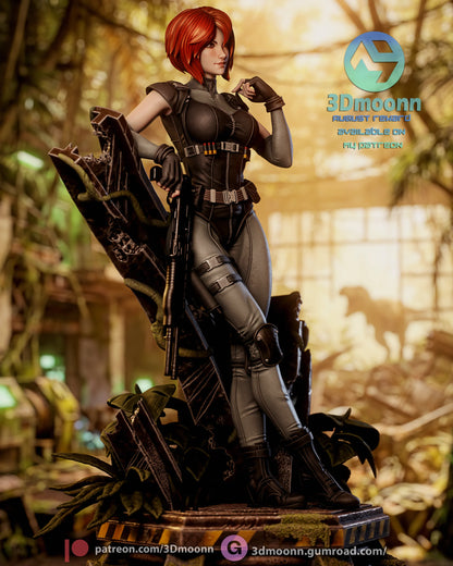 Crimson Dino Hunter | Handcrafted Figure