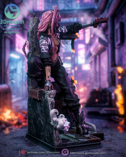 Neon Blade Mercenary | Handcrafted Figure