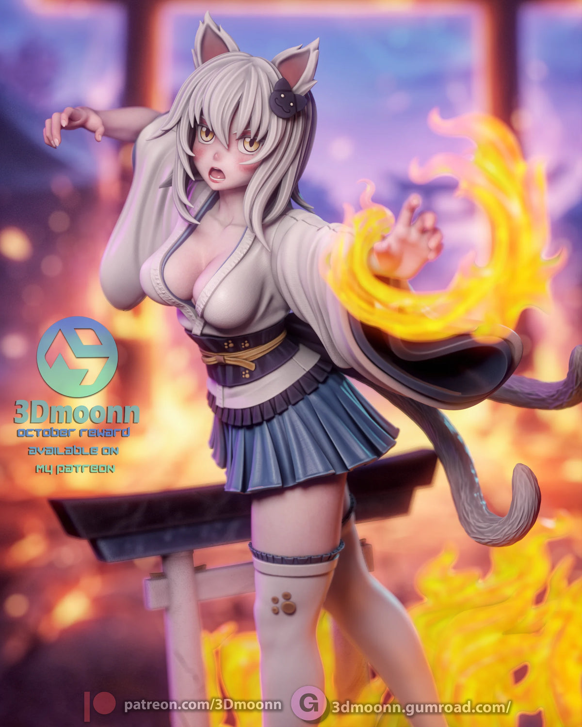 White Cat Girl | Handcrafted Figure