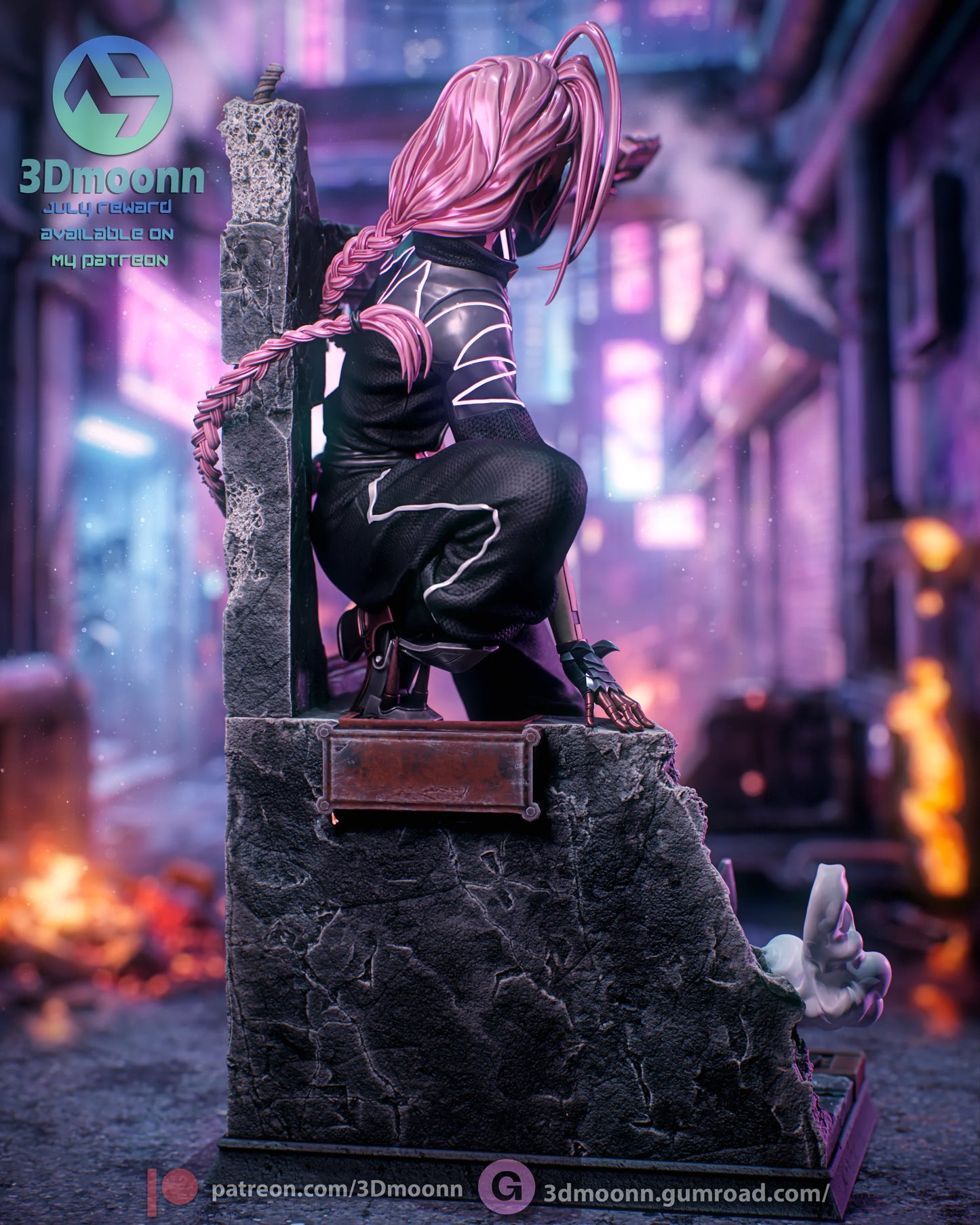 Neon Blade Mercenary | Handcrafted Figure