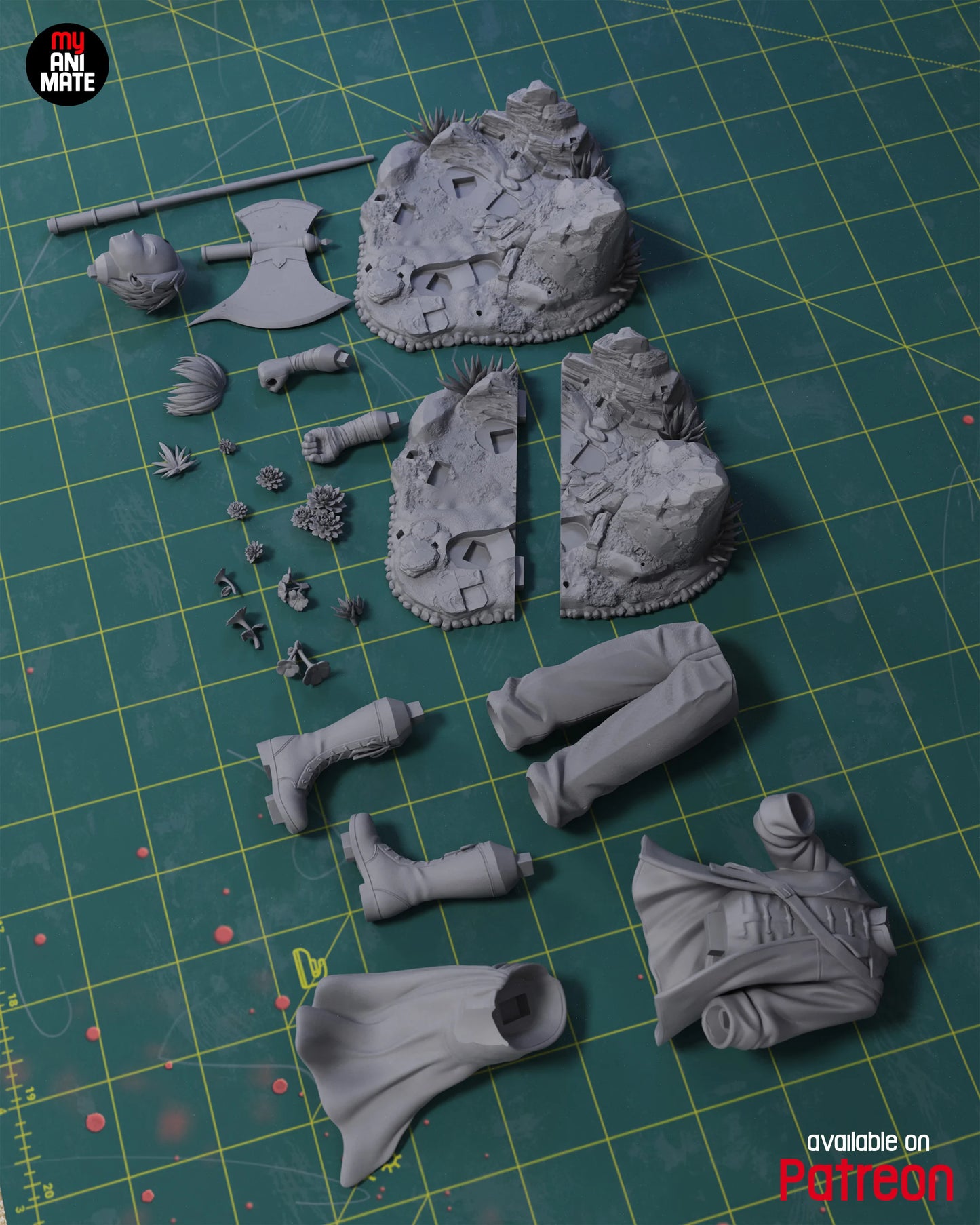 Red-Haired Axe Warrior | Handcrafted Figure