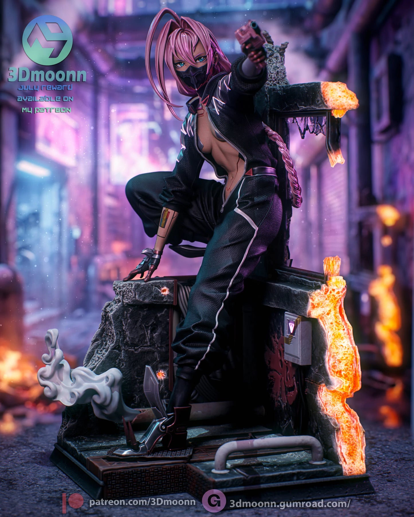 Neon Blade Mercenary | Handcrafted Figure