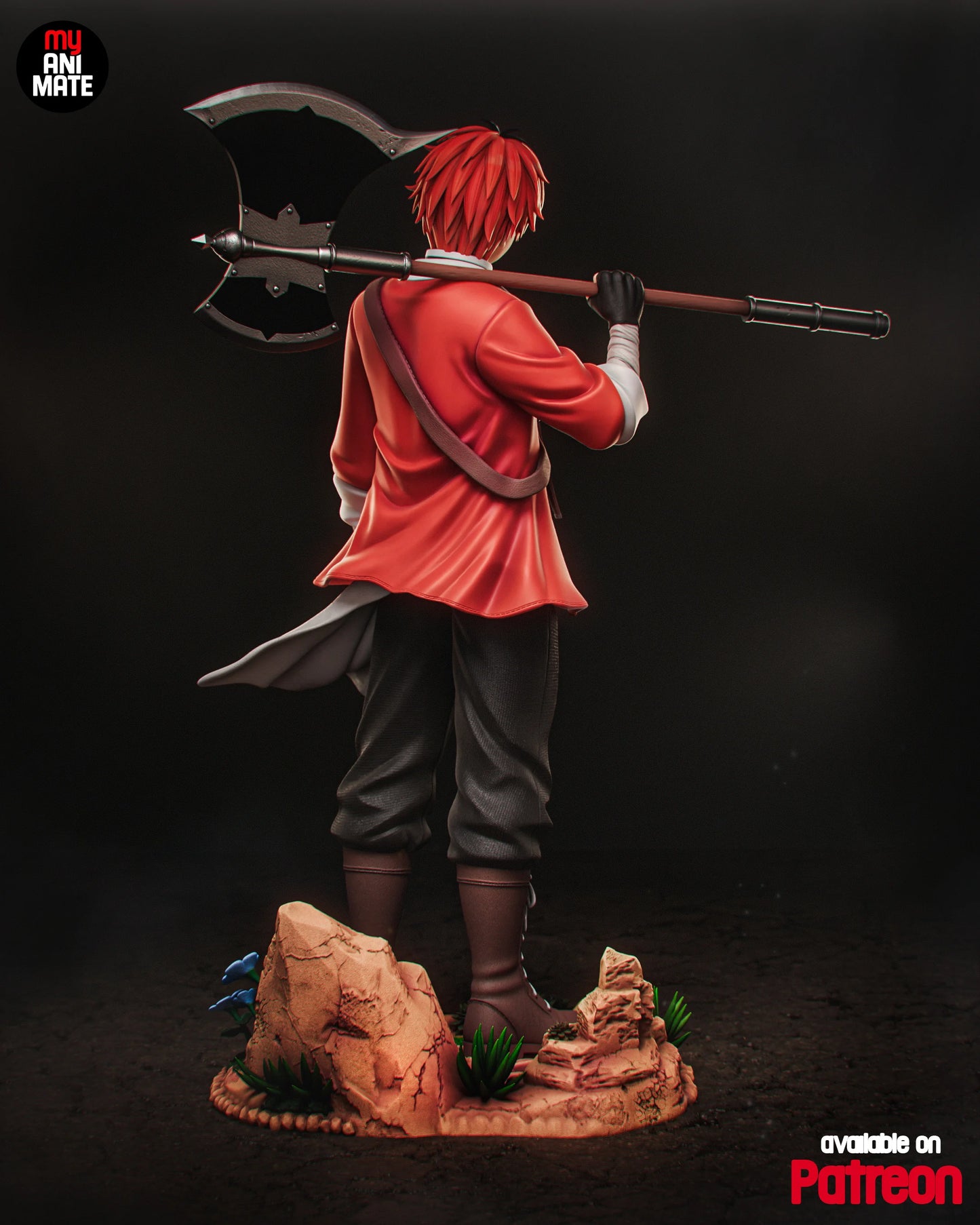 Red-Haired Axe Warrior | Handcrafted Figure