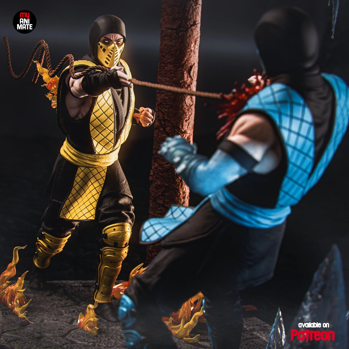 Fire & Ice Rivals Diorama | Handcrafted Figure