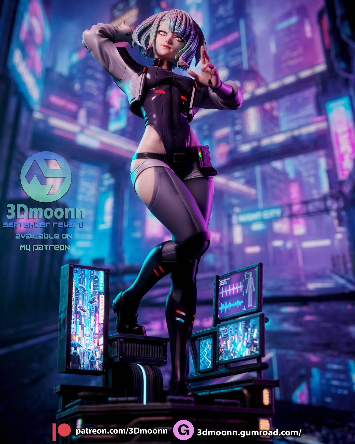 Neon Hacker Girl | Handcrafted Figure
