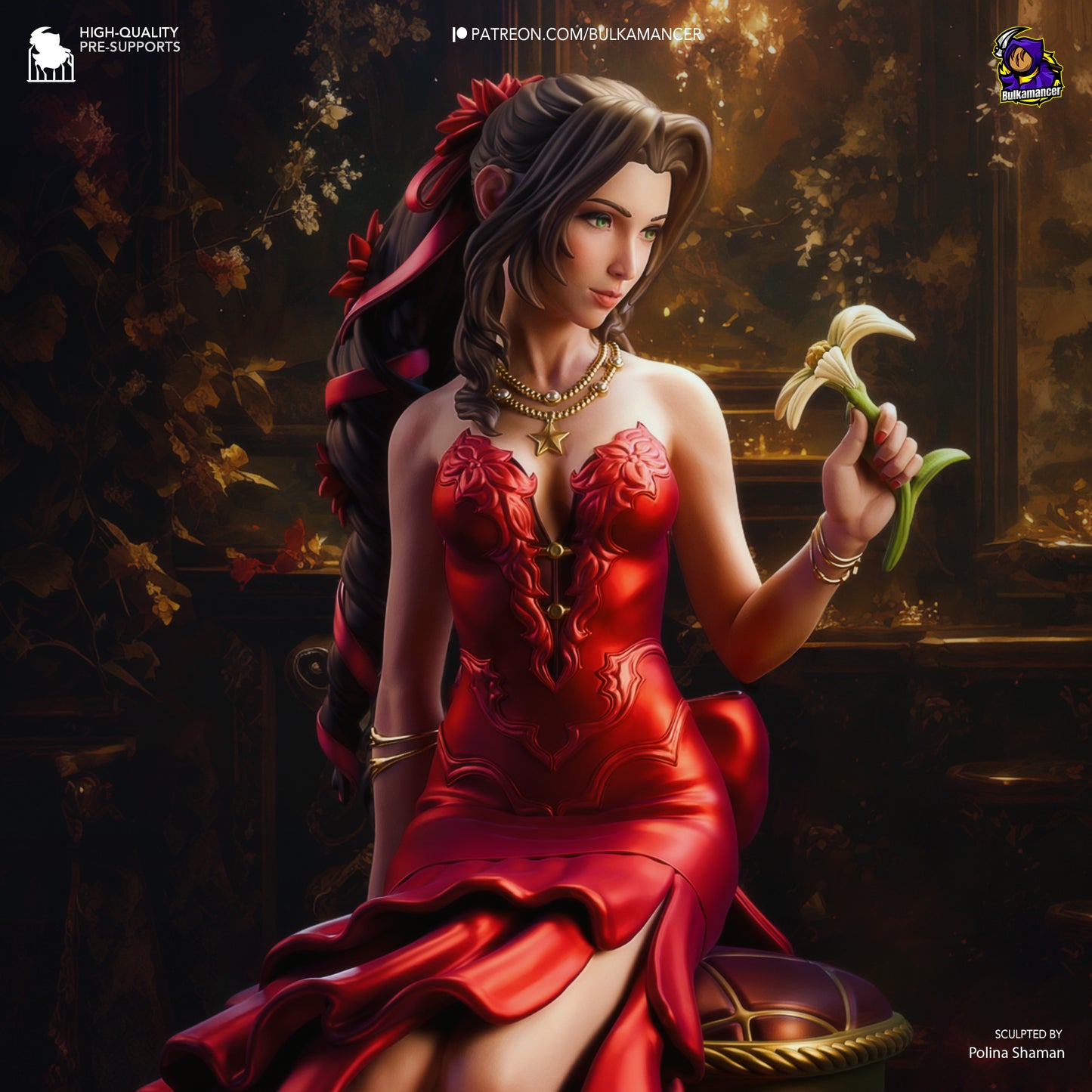 Aerith in Red Dress | Final Fantasy VII | Handcrafted Figure