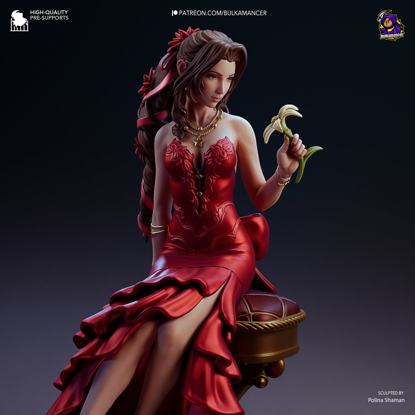 Aerith in Red Dress | Final Fantasy VII | Handcrafted Figure