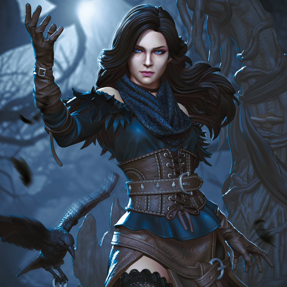 Raven-Haired Sorceress | Handcrafted Figure