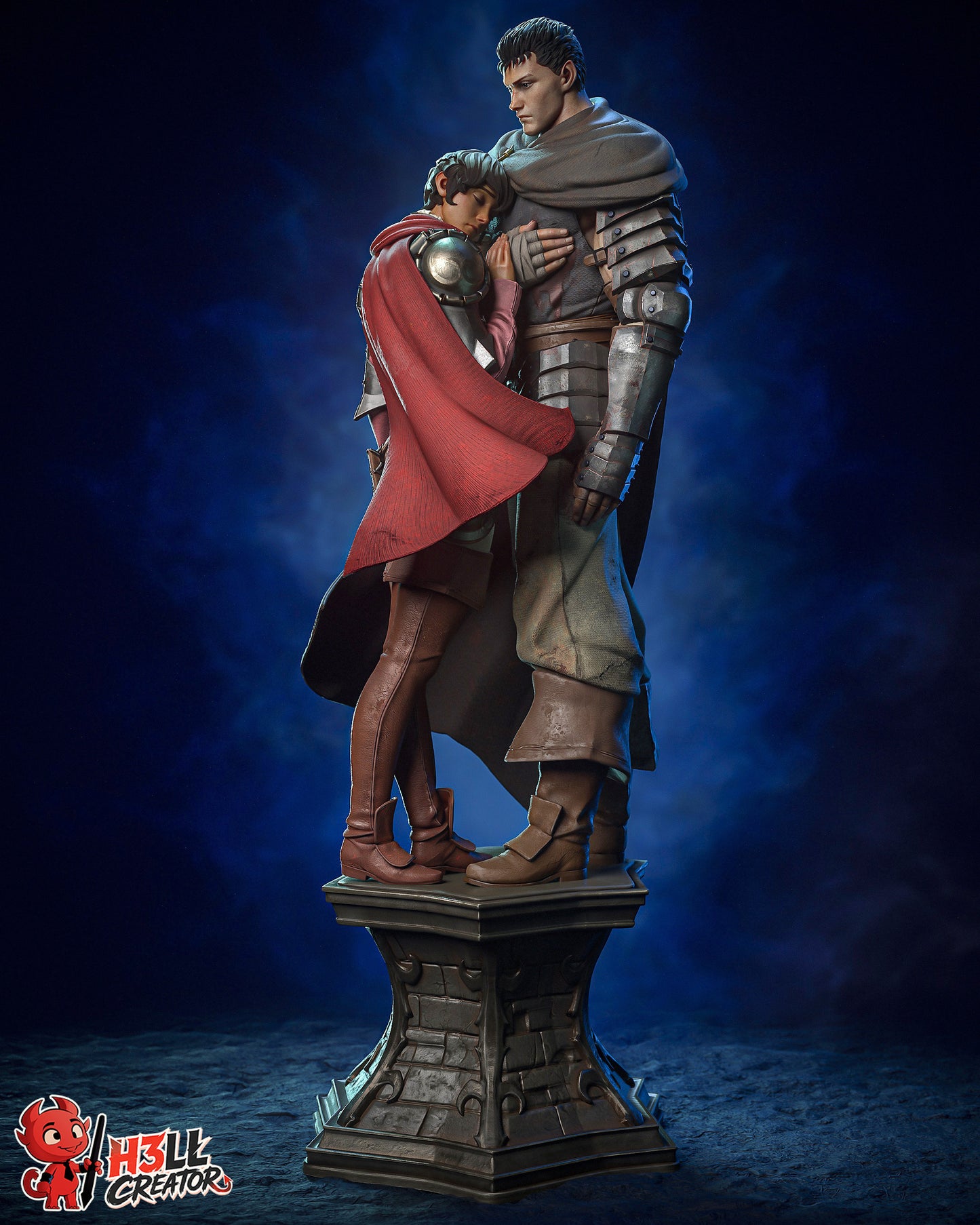 Black Swordsman & Falcon Maiden | Handcrafted Figure