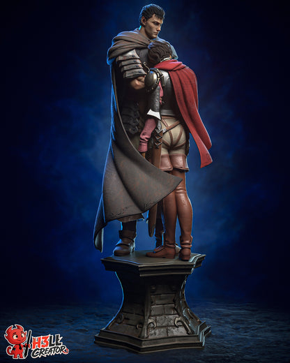 Black Swordsman & Falcon Maiden | Handcrafted Figure