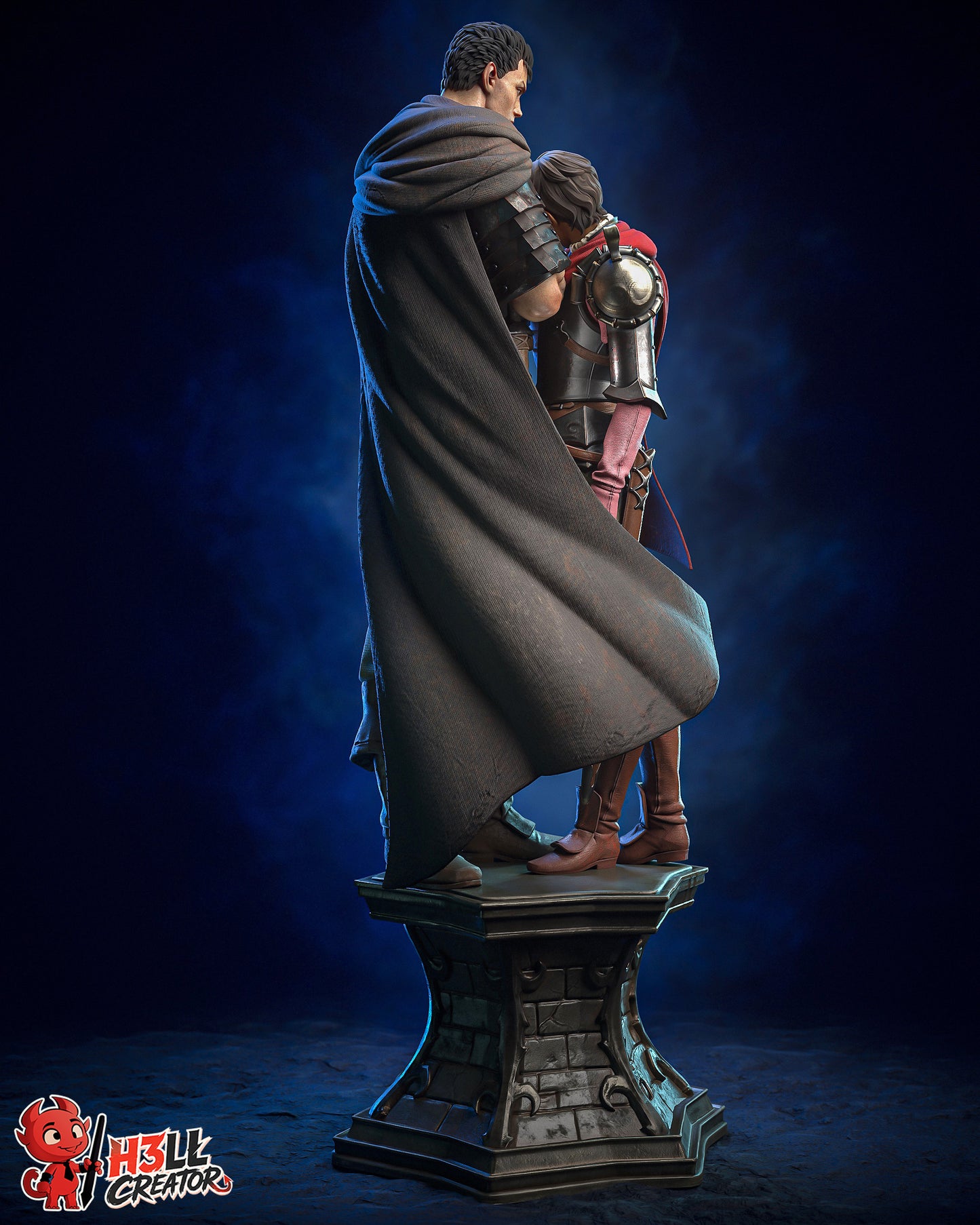 Black Swordsman & Falcon Maiden | Handcrafted Figure