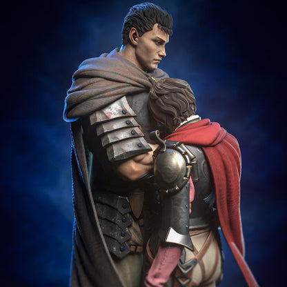 Black Swordsman & Falcon Maiden | Handcrafted Figure