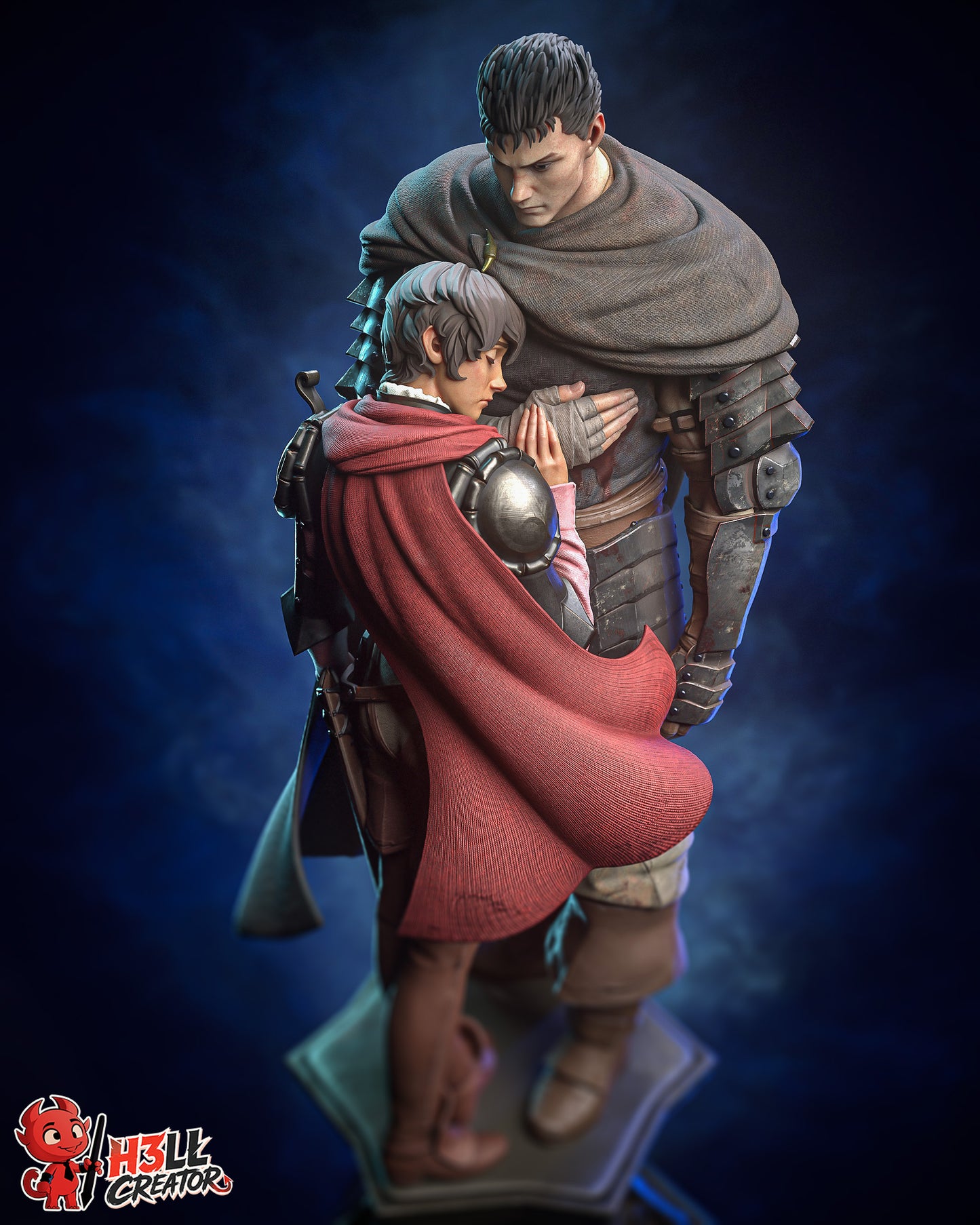 Black Swordsman & Falcon Maiden | Handcrafted Figure