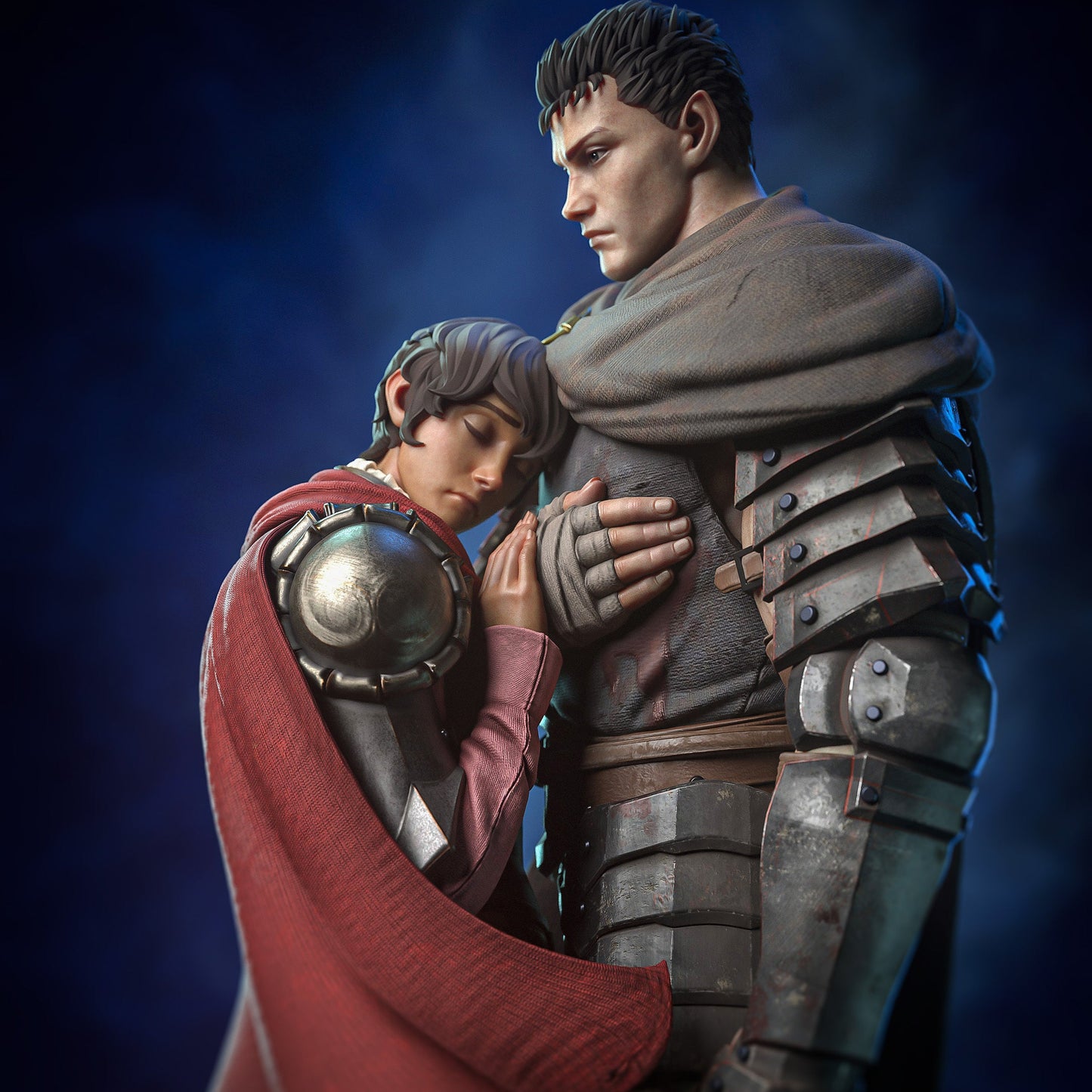 Black Swordsman & Falcon Maiden | Handcrafted Figure