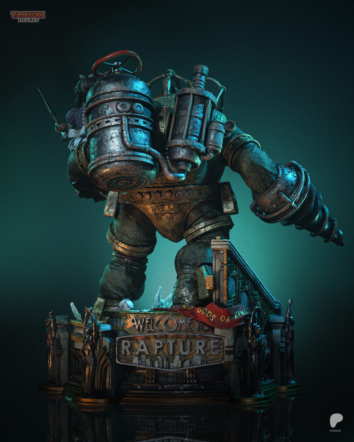 Armored Guardian & Little Girl | Handcrafted Figure