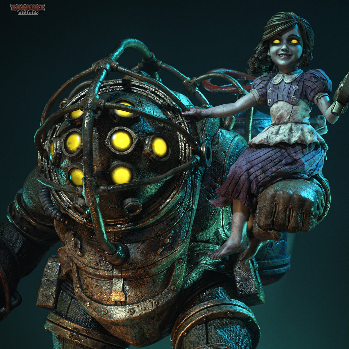 Armored Guardian & Little Girl | Handcrafted Figure