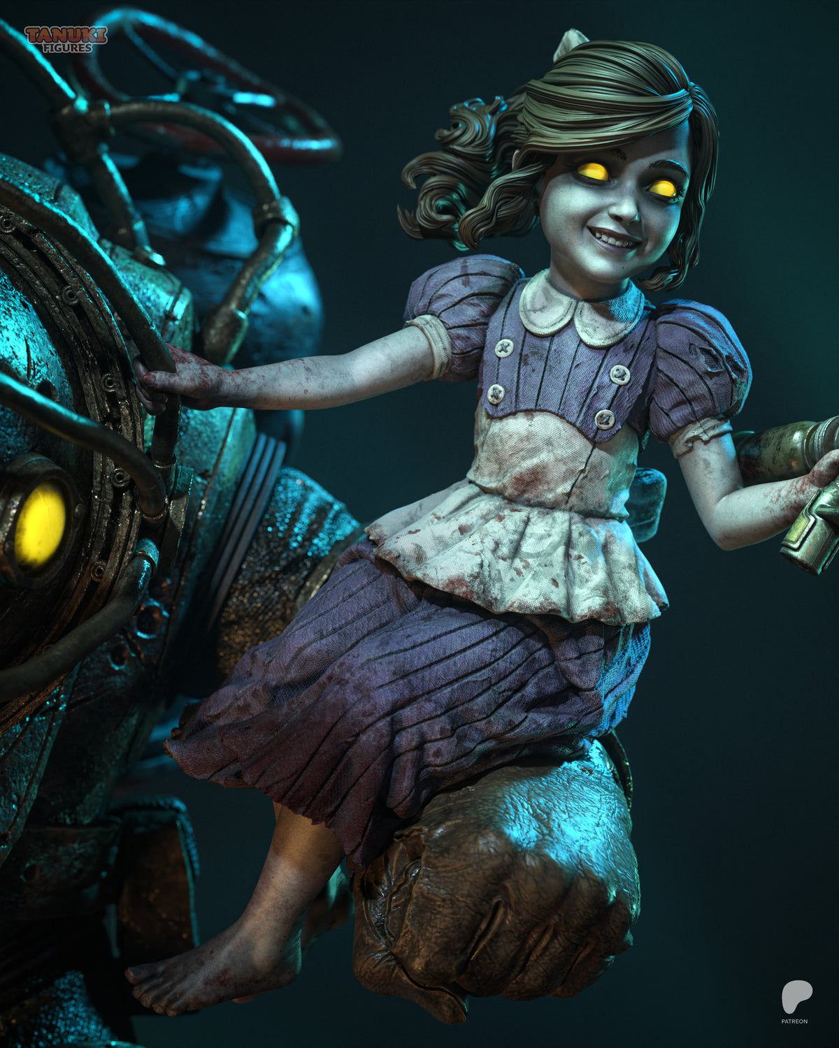 Armored Guardian & Little Girl | Handcrafted Figure