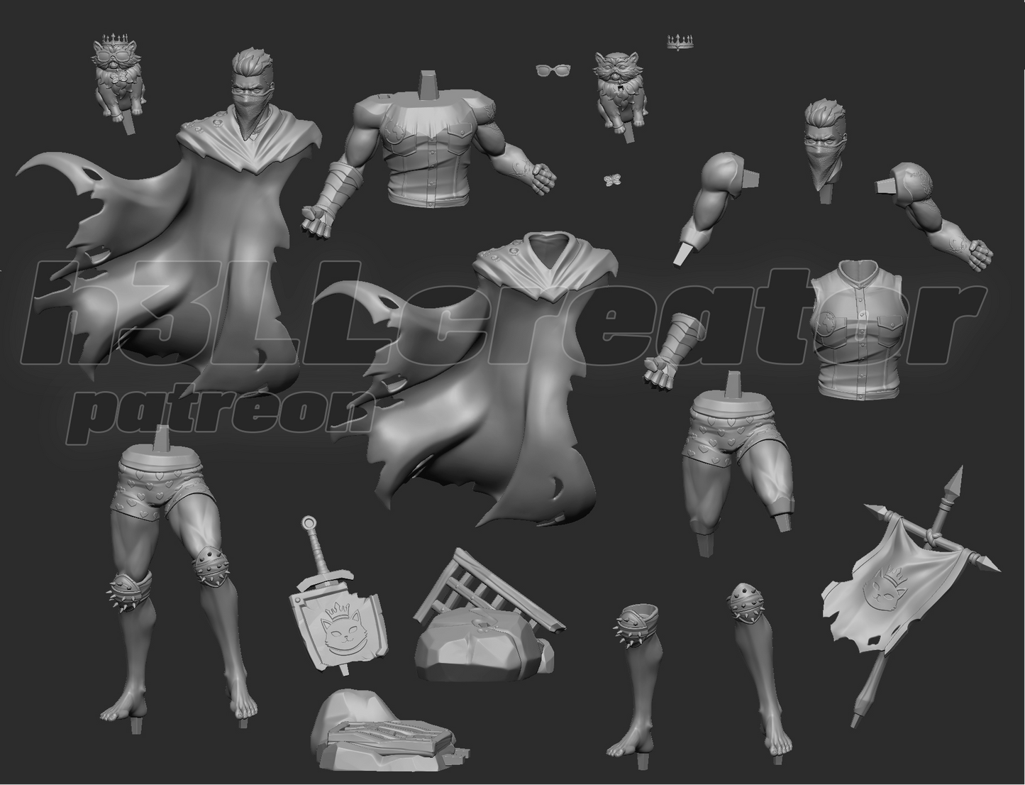 Dungeon Survivor & Royal Cat | Handcrafted Figure