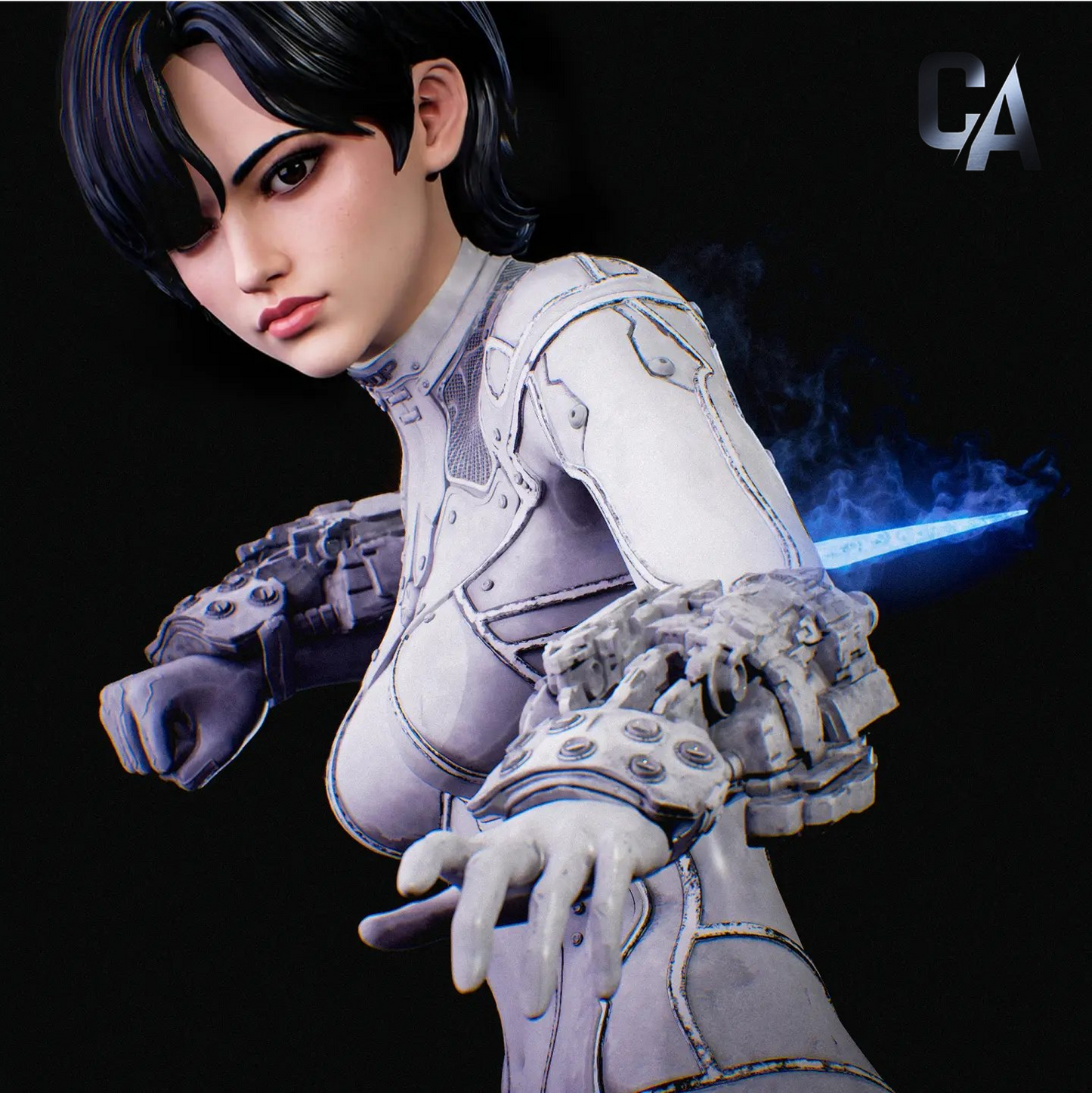 Silver Blade Maiden | Handcrafted Figure