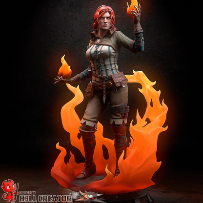 Crimson-Haired Sorceress | Handcrafted Figure