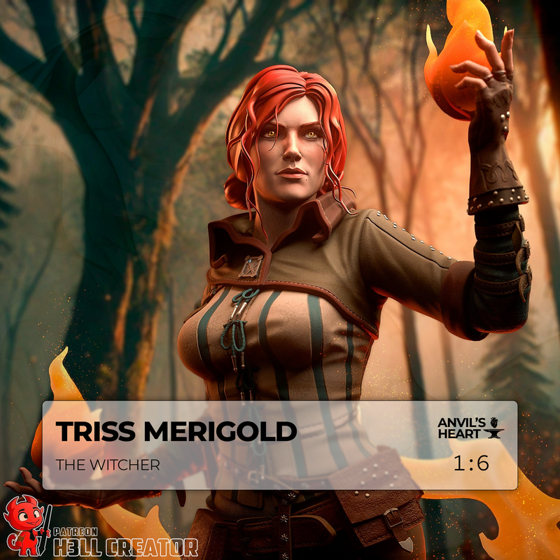 Crimson-Haired Sorceress | Handcrafted Figure